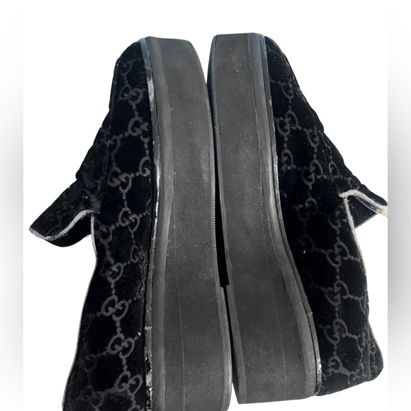 GUCCI Black Suede Double G Platform Loafers - Picture 7 of 13